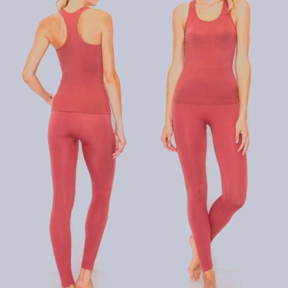 💲⬇️Terra Cotta Ribbed Tank and Legging Set